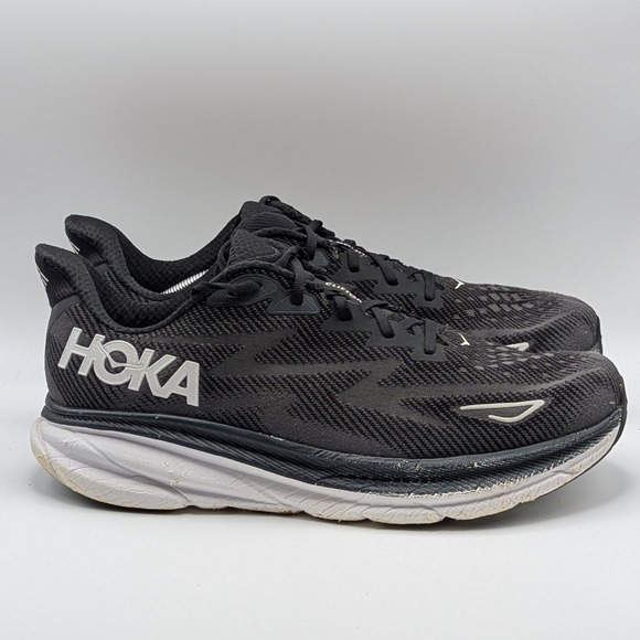 Hoka Other - Hoka Clifton 9 Athletic Shoes Mens 12.5 Black Mesh Wide